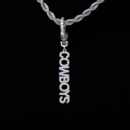 Dallas Cowboys Official NFL Wordmark Logo Clip On Pendant - White Gold