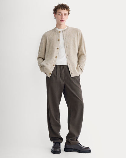 Luxe Merino Crew Cardigan | Heather Gravel