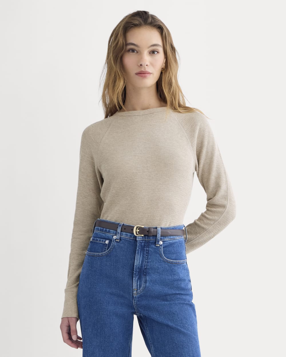 Slim-Fit Crew in Cozy Waffle | Heathered Oatmeal