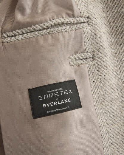 Italian Belted Overcoat | Taupe Herringbone