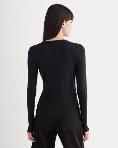 Sheer V-Neck Cardigan in Butterluxe | Black