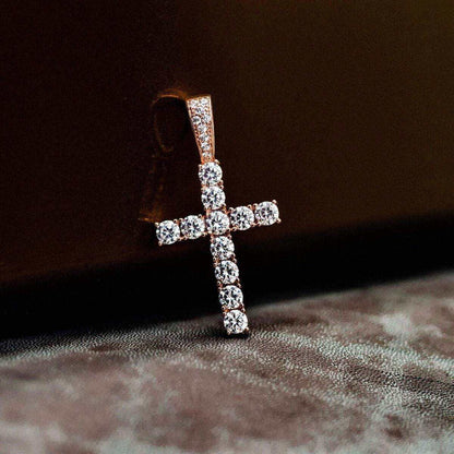 Diamond Cross Pendant in Rose Gold