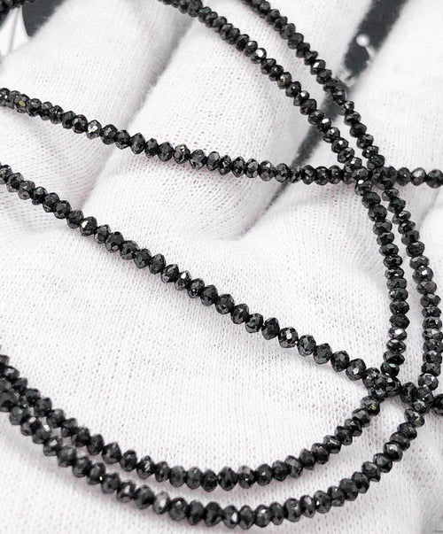 Genuine Black Diamond Solitaire Bead Chain 14K Gold