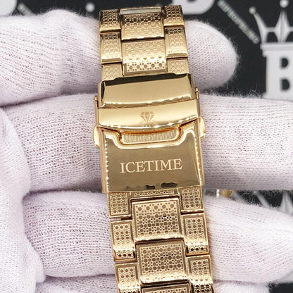 Heavy Gold BLING 1 Row .25cttw Diamond Watch Icetime