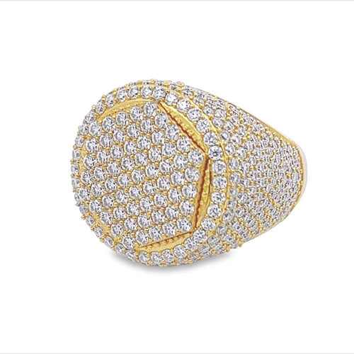 Hex Circle Iced Out VVS Moissanite Ring .925 Sterling Silver